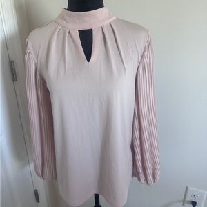 Cable & Gauge Pink Blouse with Pleated Sleeves